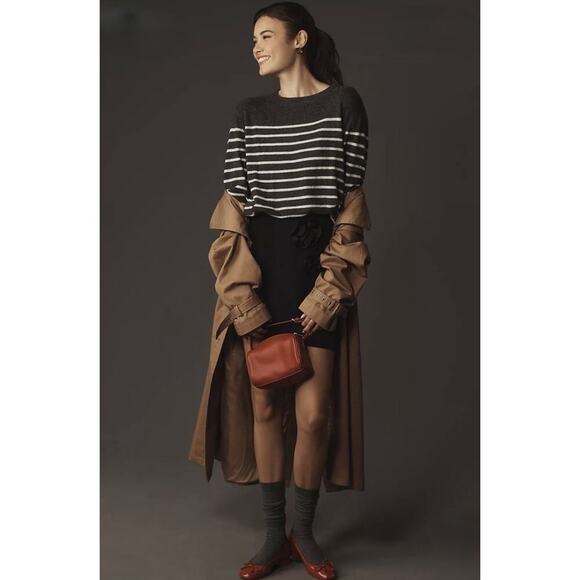 Reformation Cashmere Pullover Sweater Size XS Striped Gray Boxy SLIGHTLY SHRUNK - Picture 15 of 15